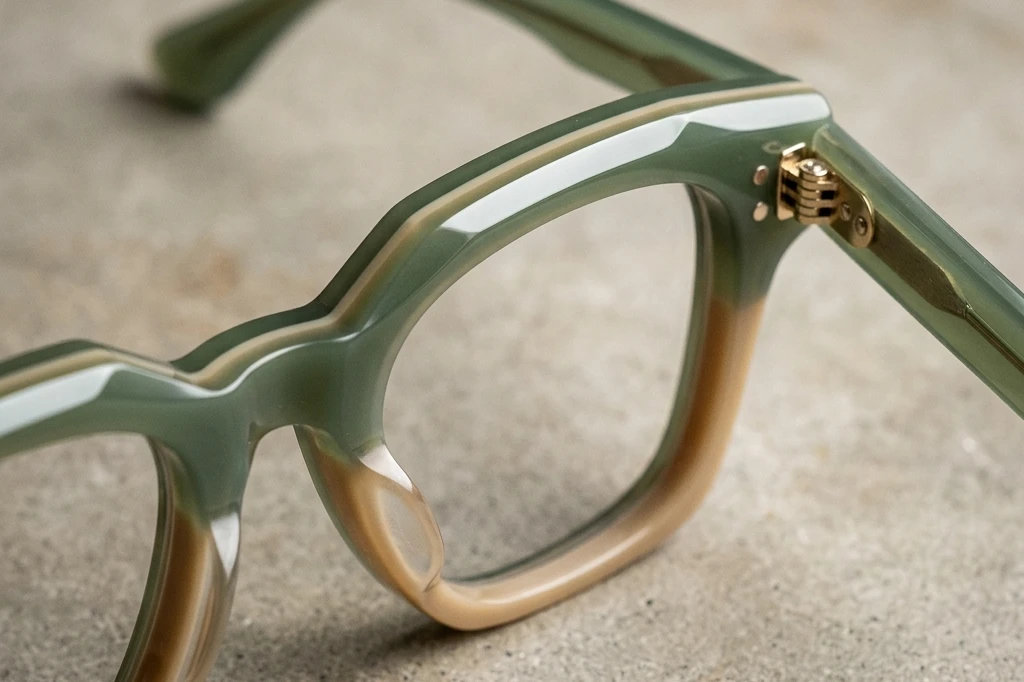 Layered Lamination and Beveled Acetate Frame Detail