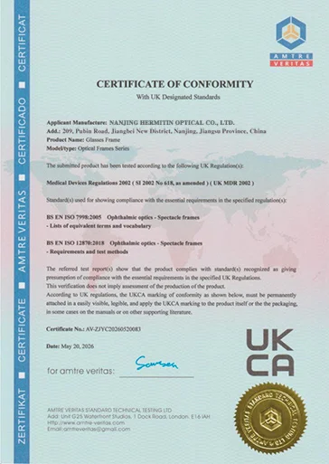 CE Certificate - Spectacle Frames
