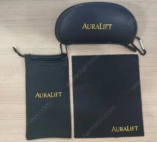 Custom Gold Stamped Hard EVA Zipper Eyewear Case, Pouch & Cloth — Custom Eyewear Branding Prototype (LOG #3836)