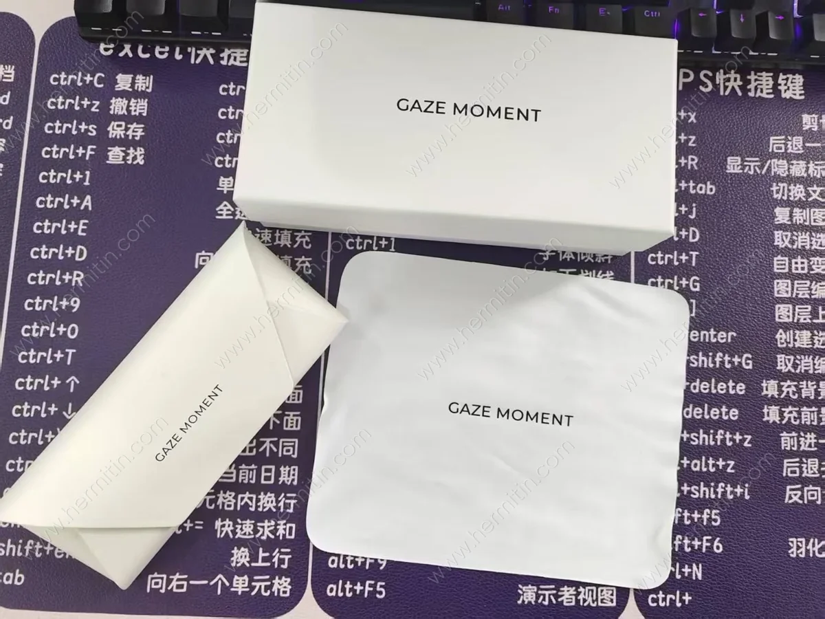 Custom White Eyewear Packaging Suite (Rigid Box, Foldable Case & Cleaning Cloth) — Custom Eyewear Branding Prototype (LOG #3837)
