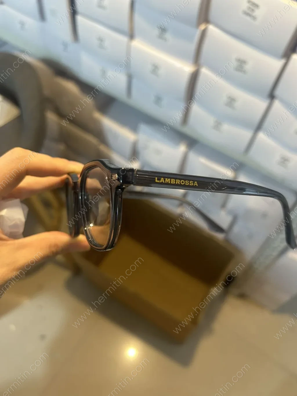 Temple Foil-Stamped Logo Branding — Custom Eyewear Branding Prototype (LOG #3866)
