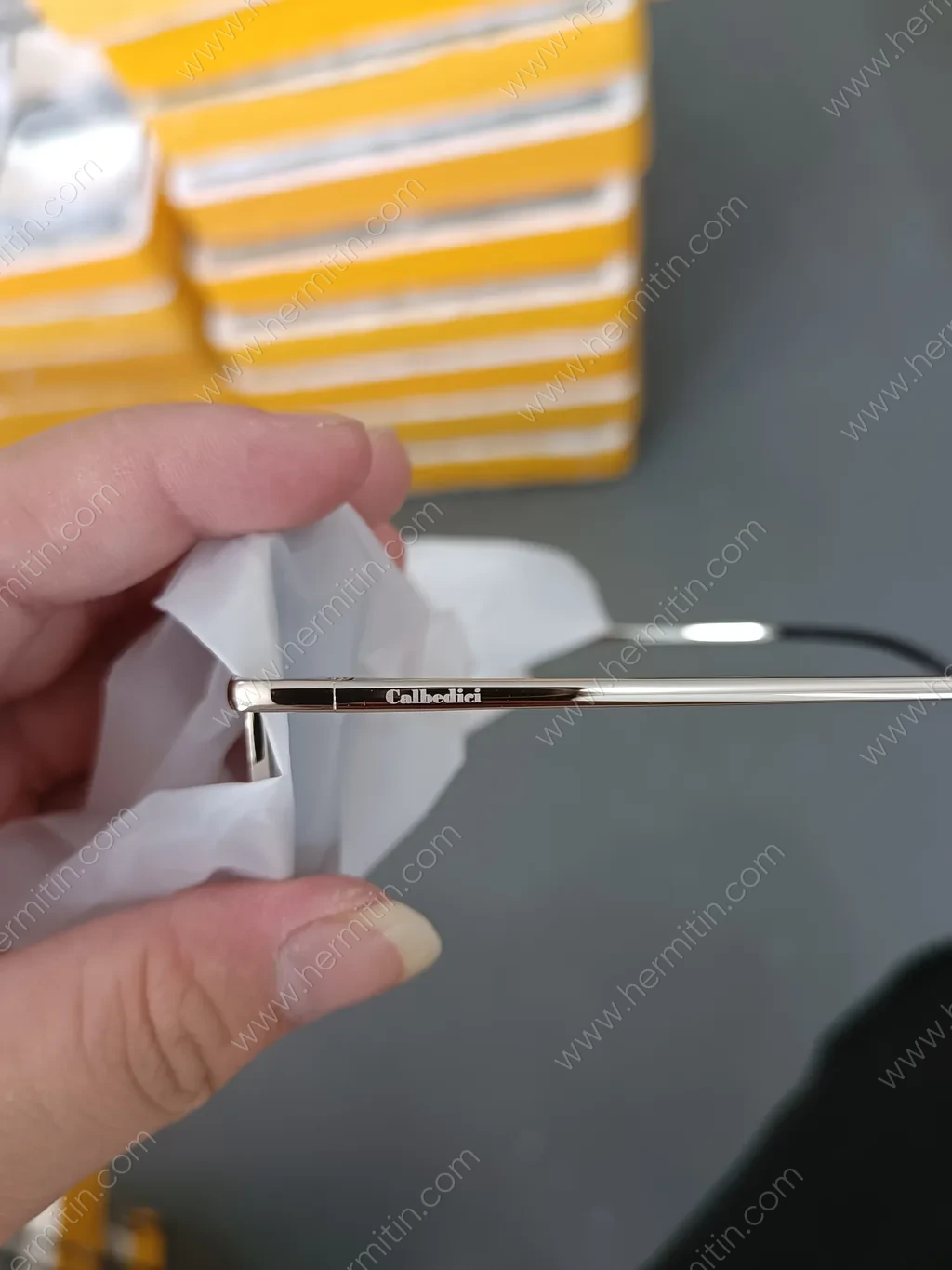 Laser-Engraved Logo — Custom Eyewear Branding Prototype (LOG #3874)