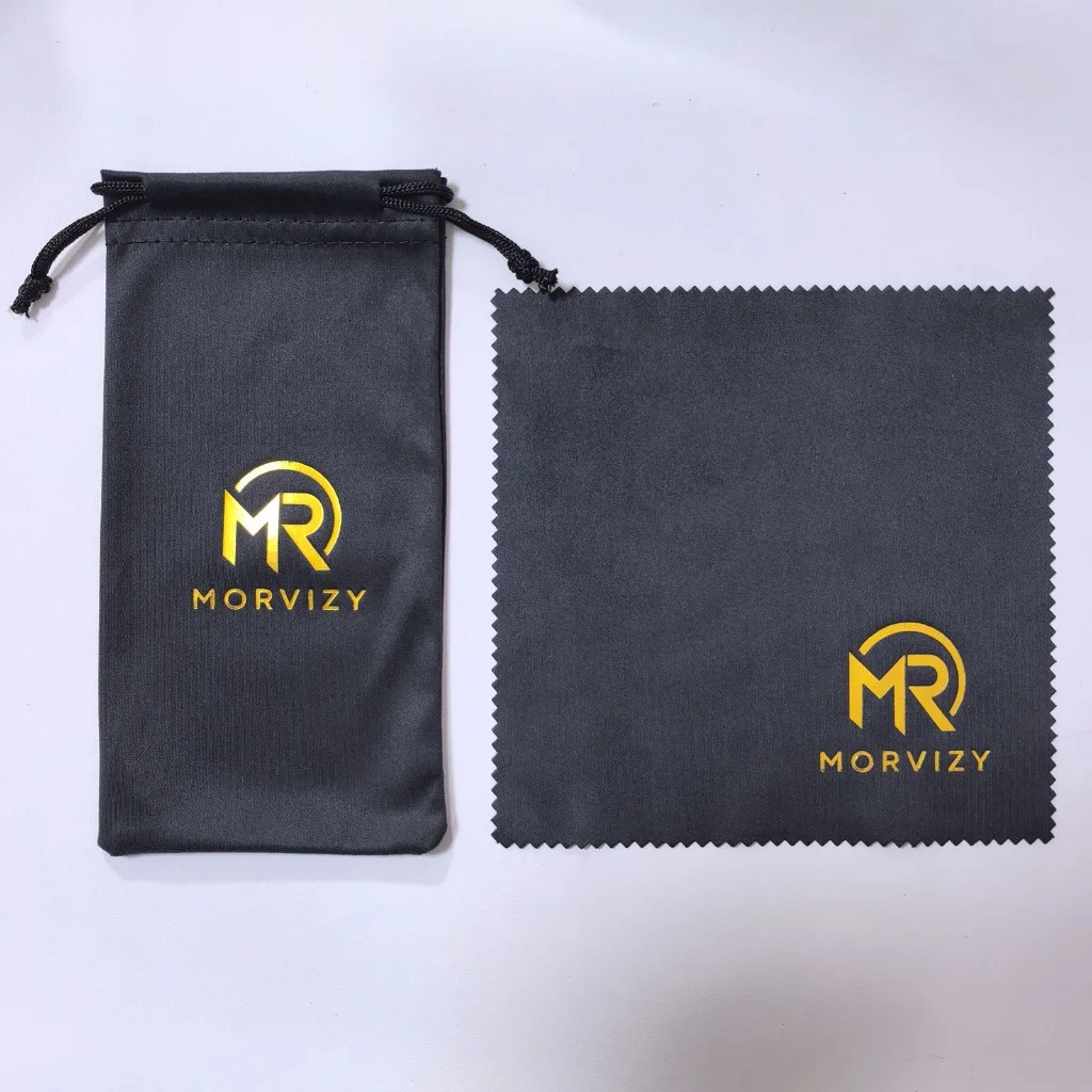 Custom Gold Foil Stamped Eyewear Pouch & Microfiber Cleaning Cloth — Custom Eyewear Branding Prototype (LOG #3843)