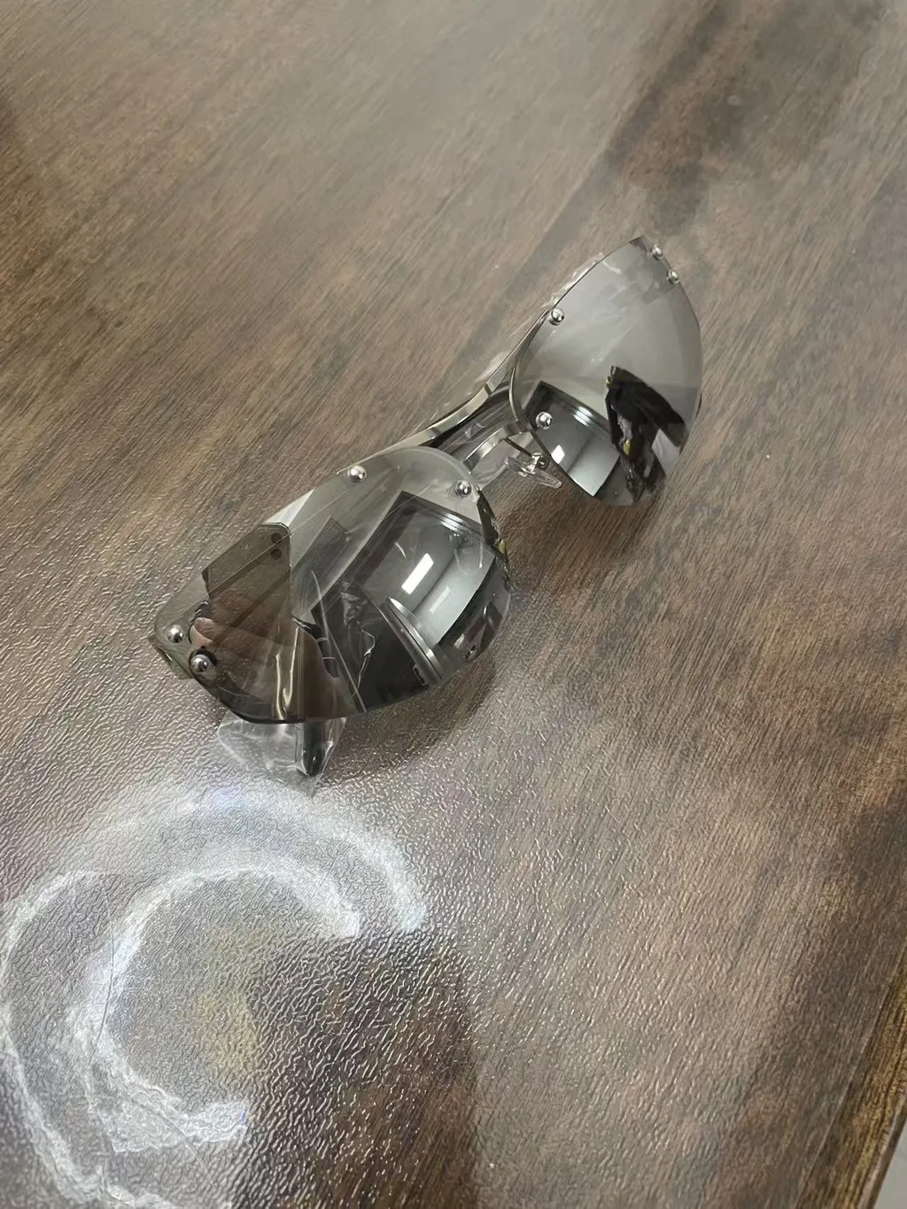 Stainless Steel Frame PP Sample – Mirrored Lenses — Custom Eyewear Branding Prototype (LOG #3856)