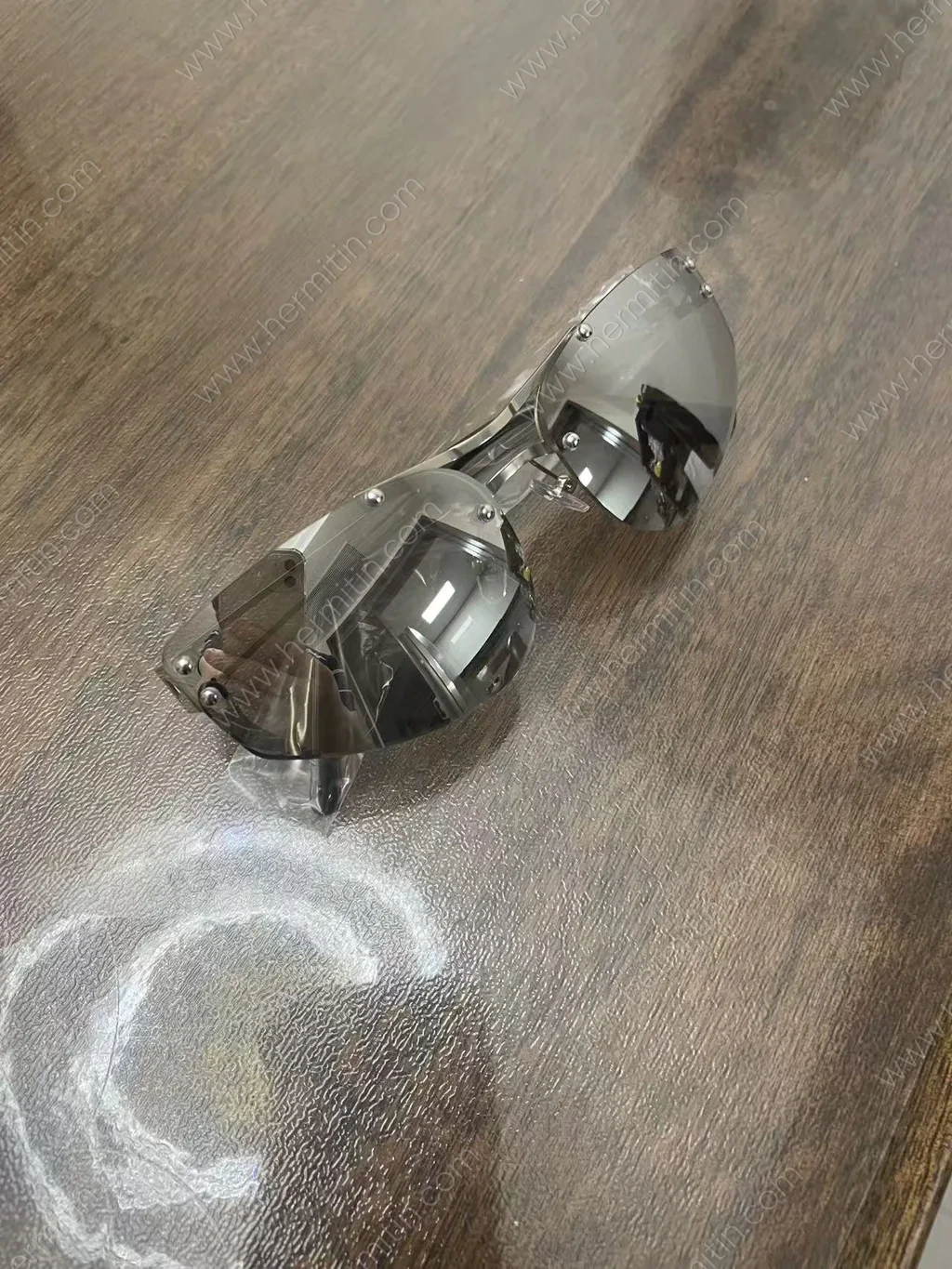 Stainless Steel Frame PP Sample – Mirrored Lenses — Custom Eyewear Branding Prototype (LOG #3856)