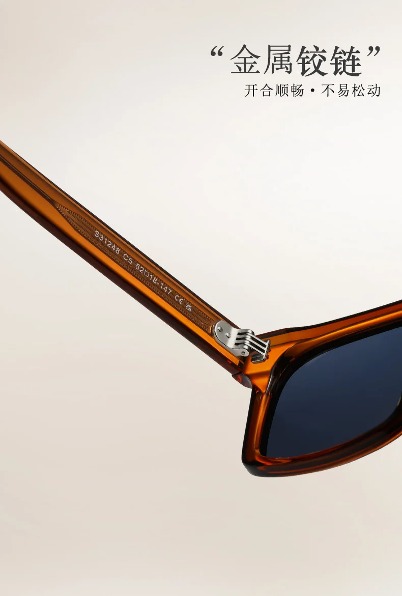 Other Acetate Vintage Square Oversized Green Acetate Polarized Sunglasses - Details 6