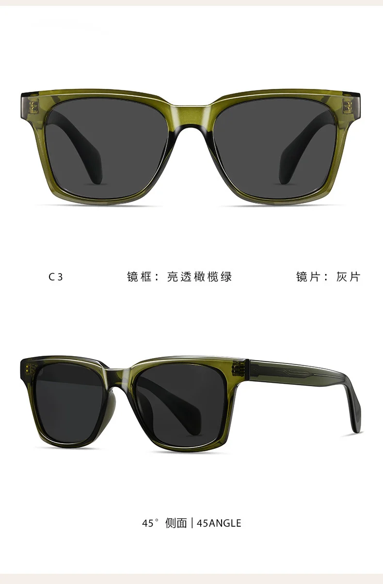 Other Acetate Vintage Square Oversized Green Acetate Polarized Sunglasses - Details 10