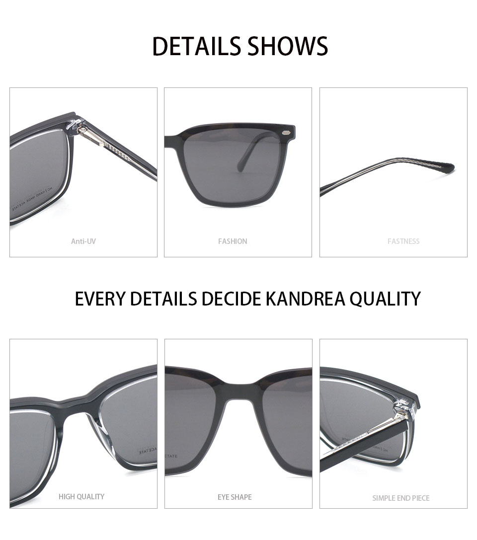 Other Acetate 2025 Unisex High Quality OEM Acetate Sunglasses Magnetic Eyeglass Frames with Clip on Optical Frame Sunglasses - Details 2