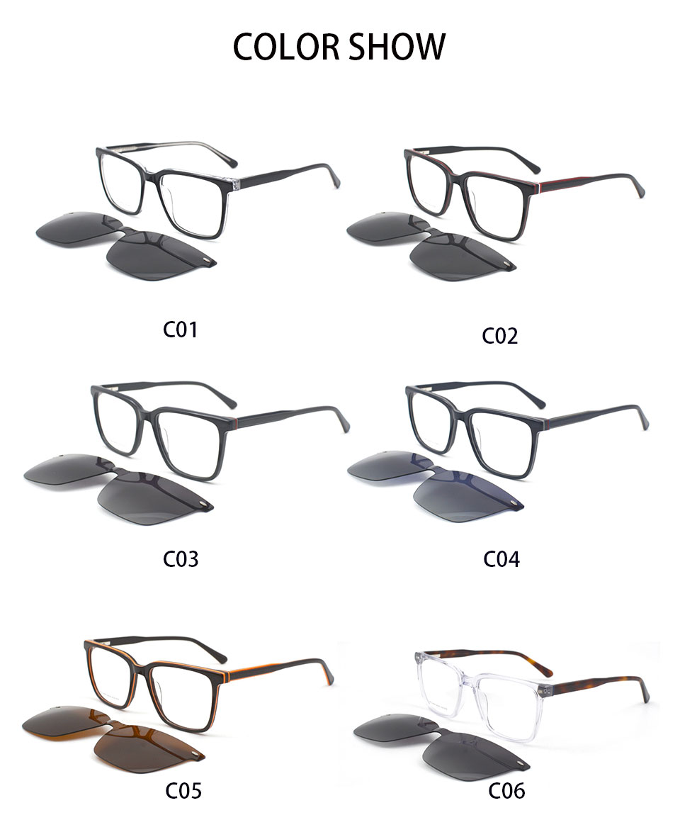Other Acetate 2025 Unisex High Quality OEM Acetate Sunglasses Magnetic Eyeglass Frames with Clip on Optical Frame Sunglasses - Details 5