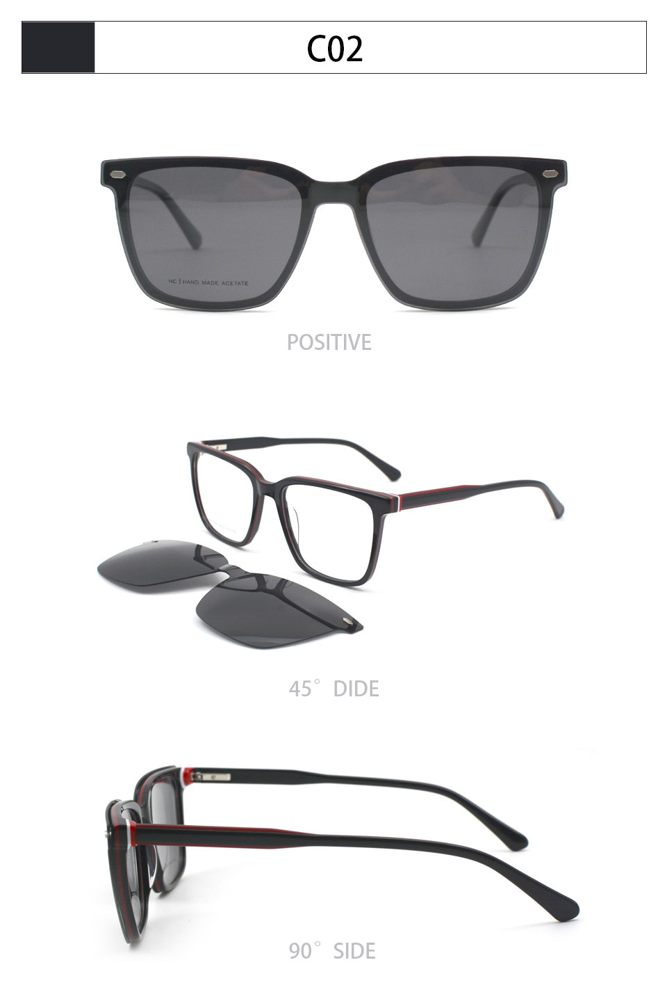 Other Acetate 2025 Unisex High Quality OEM Acetate Sunglasses Magnetic Eyeglass Frames with Clip on Optical Frame Sunglasses - Details 7