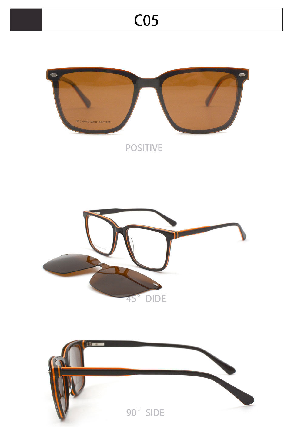 Other Acetate 2025 Unisex High Quality OEM Acetate Sunglasses Magnetic Eyeglass Frames with Clip on Optical Frame Sunglasses - Details 10