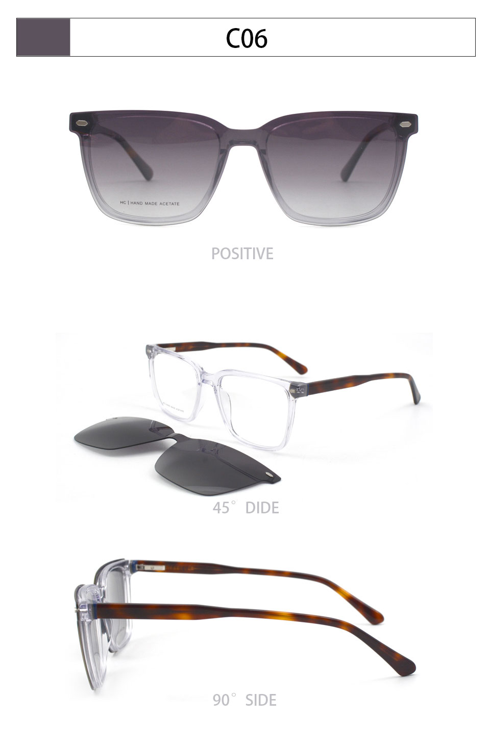 Other Acetate 2025 Unisex High Quality OEM Acetate Sunglasses Magnetic Eyeglass Frames with Clip on Optical Frame Sunglasses - Details 11