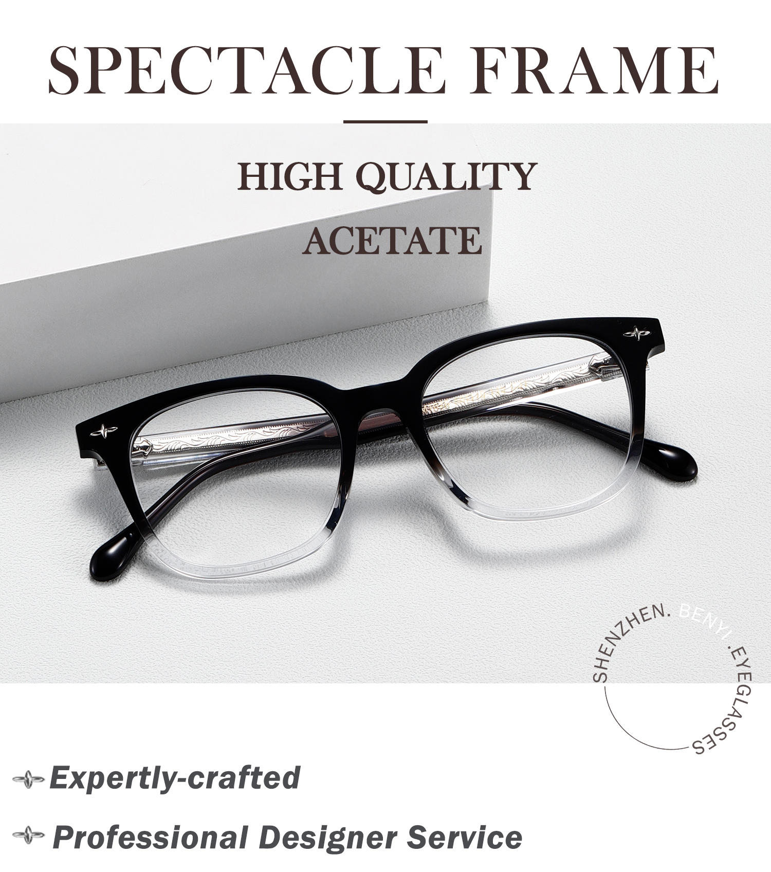 Acetate Custom High Quality Square Frame Acetate Optical Glasses for Men Women Fashion Colored Frame Custom Logo Wholesale - Details 1