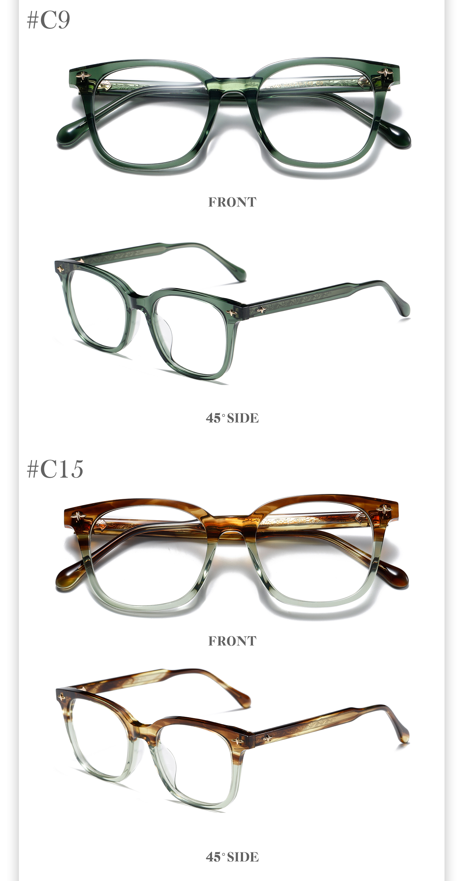 Acetate Custom High Quality Square Frame Acetate Optical Glasses for Men Women Fashion Colored Frame Custom Logo Wholesale - Details 5