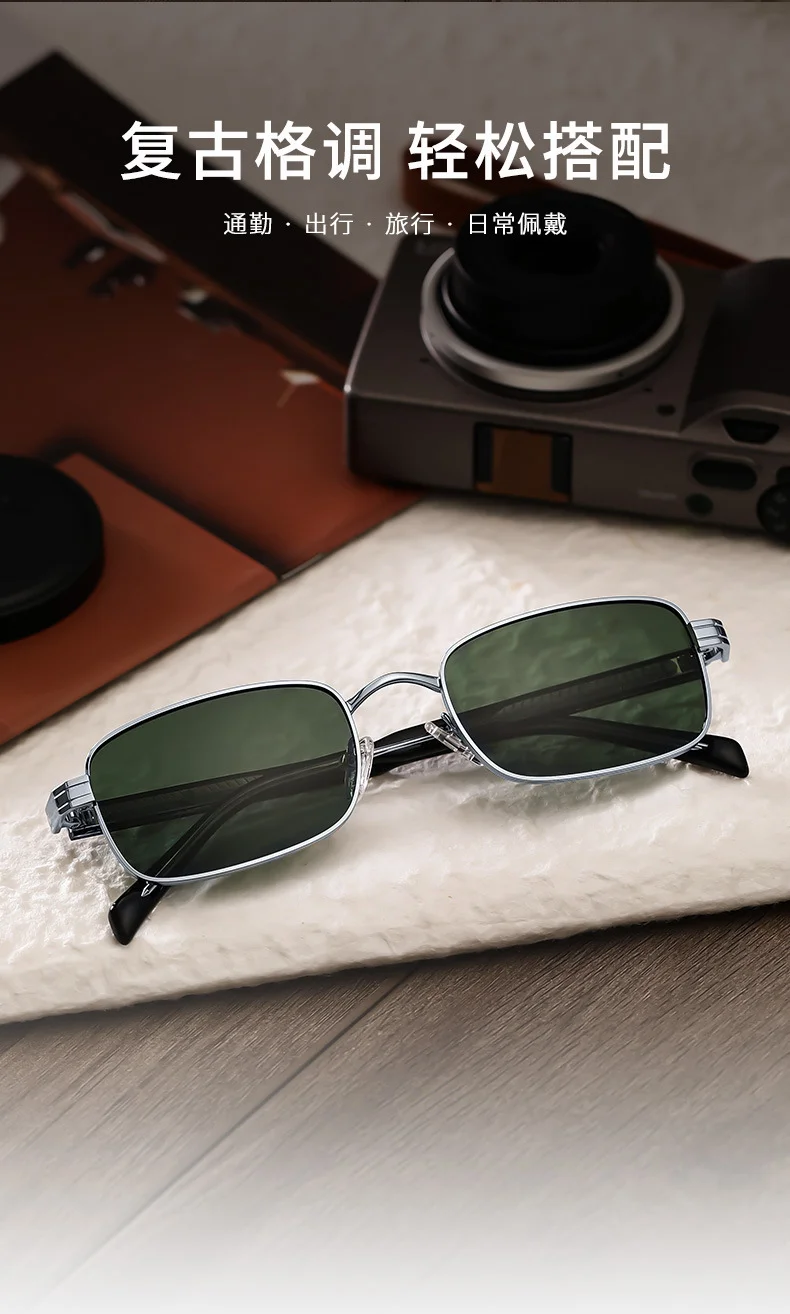 Other Acetate Metal & Acetate Square Polarized Sunglasses for Men | TAC Lenses with UV Protection - Details 2
