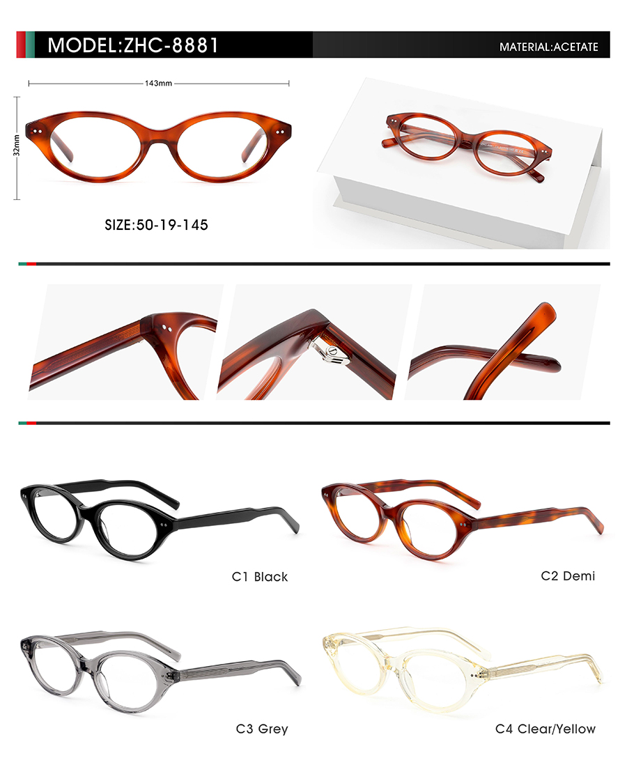 Acetate Wholesale OEM Optical Frames Men Women Cat Eyes Acetate Eyeglass Frames for Optics - Details 1