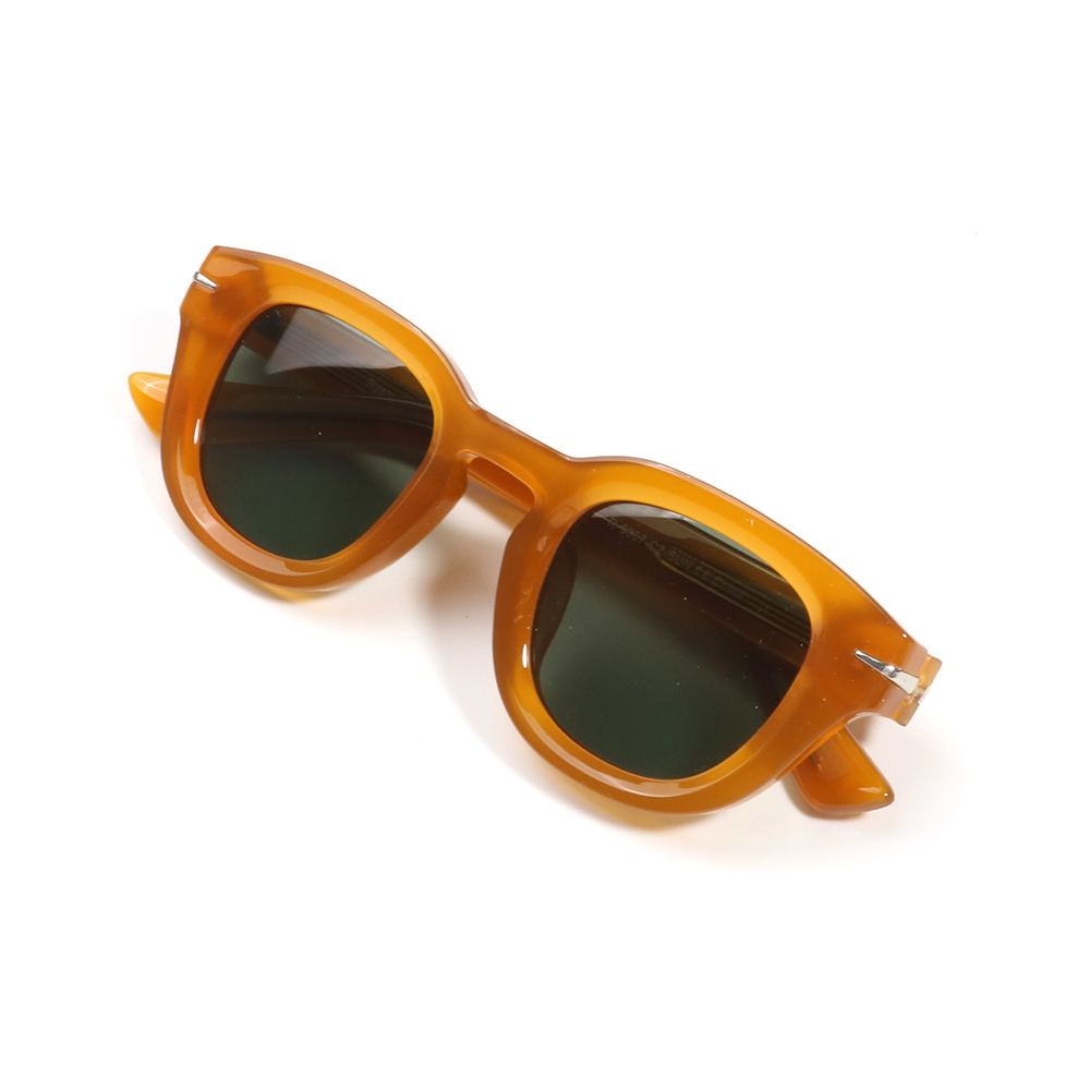 Other Acetate New Retro Custom logo Round Frame Sunglasses Hippie New Thick Frame Acetate Temple Colorful Sunglasses - Details 2