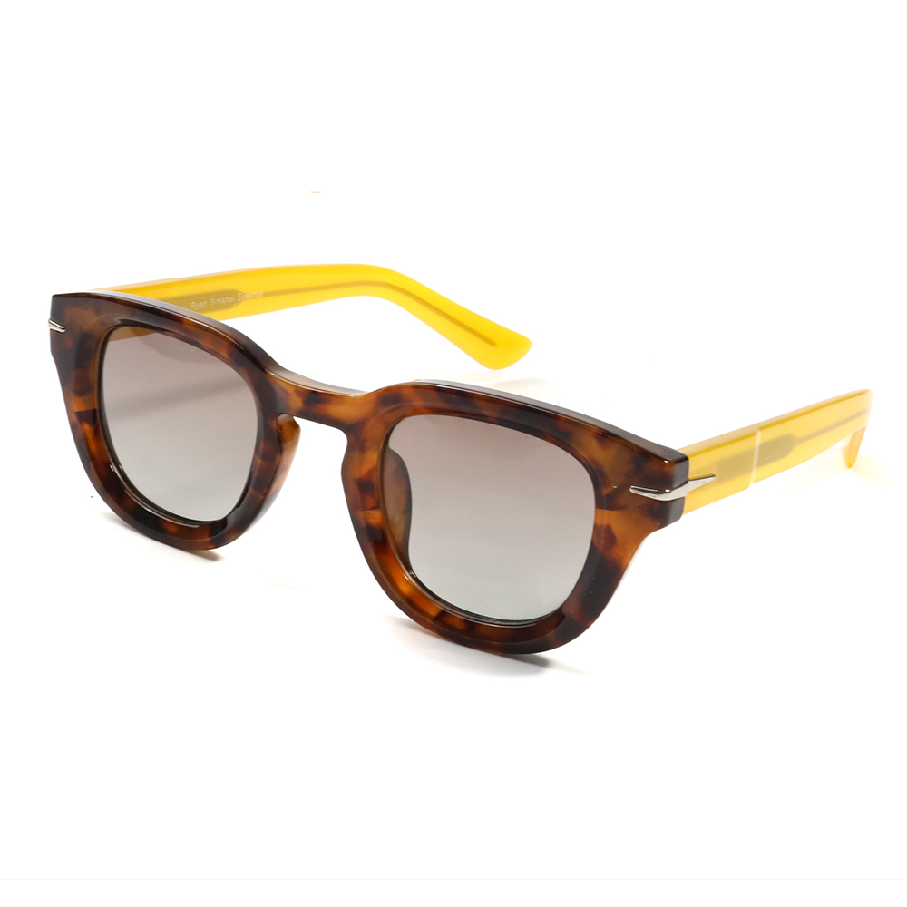 Other Acetate New Retro Custom logo Round Frame Sunglasses Hippie New Thick Frame Acetate Temple Colorful Sunglasses - Details 3