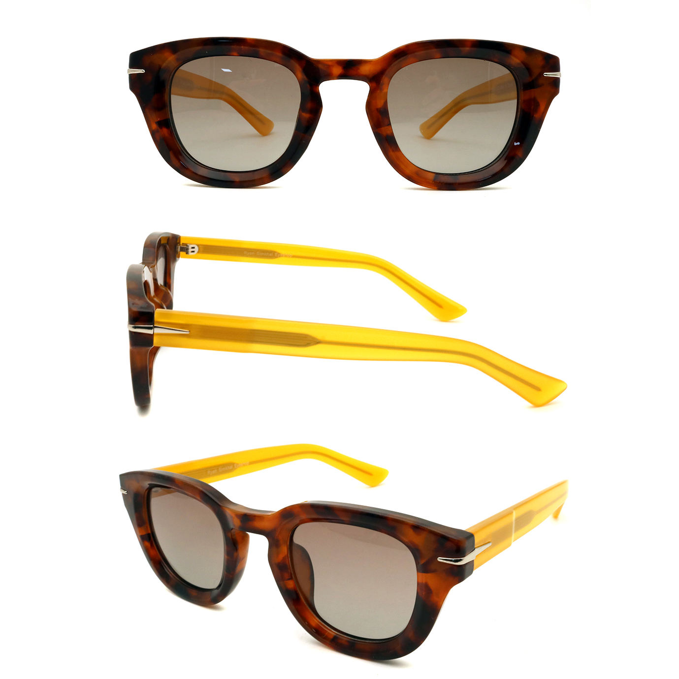 Other Acetate New Retro Custom logo Round Frame Sunglasses Hippie New Thick Frame Acetate Temple Colorful Sunglasses - View 3