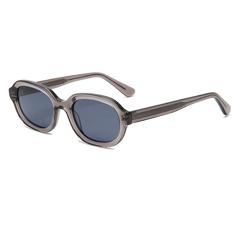 Glossy Black Orange Lens, Tortoiseshell Grey Lens, Clear Tea Tea Lens, Clear Grey Grey Lens Acetate Retro Oval Small Frame Premium Acetate Sunglasses - View 2