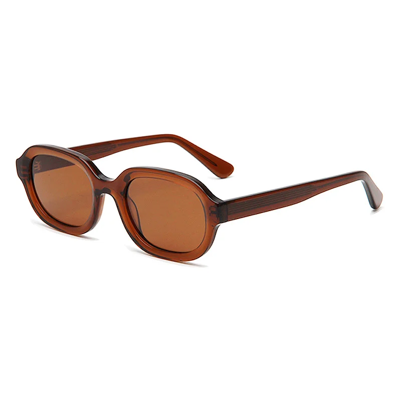 Glossy Black Orange Lens, Tortoiseshell Grey Lens, Clear Tea Tea Lens, Clear Grey Grey Lens Acetate Retro Oval Small Frame Premium Acetate Sunglasses - View 5