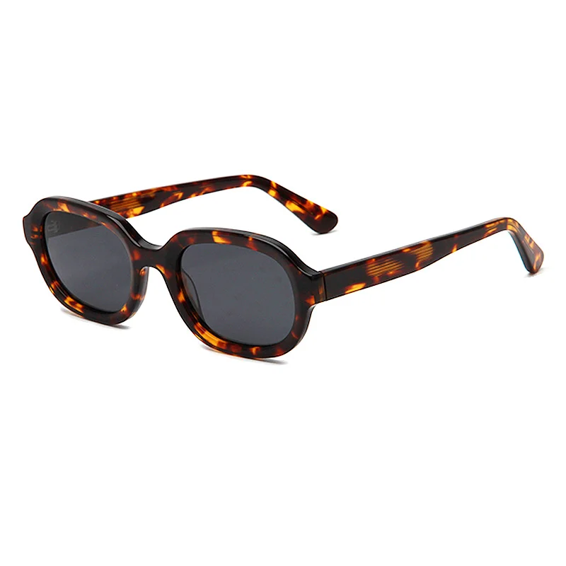 Glossy Black Orange Lens, Tortoiseshell Grey Lens, Clear Tea Tea Lens, Clear Grey Grey Lens Acetate Retro Oval Small Frame Premium Acetate Sunglasses - View 7