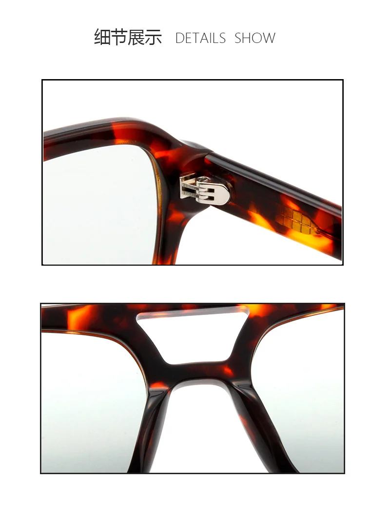 Tortoiseshell Frame Grey Lens, Black Frame Orange Lens, Tortoiseshell Frame Green Lens, Tortoiseshell Frame Orange Lens, Tortoiseshell Frame Blue Lens, White Frame Gradient Green Lens Acetate Trendy Oversized Square Double Bridge Acetate Sunglasses for Women | Fashion Street Style Runway Shades - Details 2