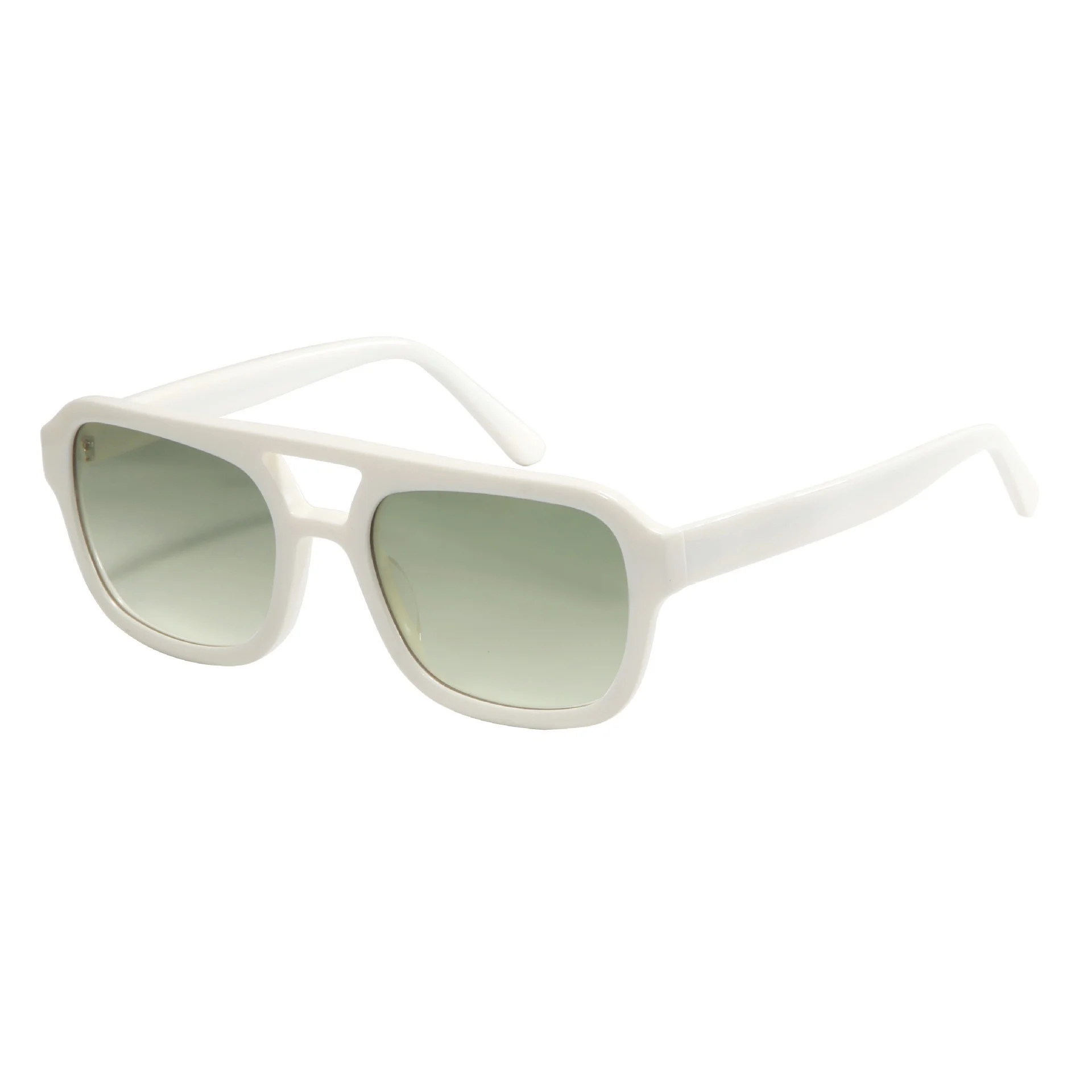 Tortoiseshell Frame Grey Lens, Black Frame Orange Lens, Tortoiseshell Frame Green Lens, Tortoiseshell Frame Orange Lens, Tortoiseshell Frame Blue Lens, White Frame Gradient Green Lens Acetate Trendy Oversized Square Double Bridge Acetate Sunglasses for Women | Fashion Street Style Runway Shades - View 3