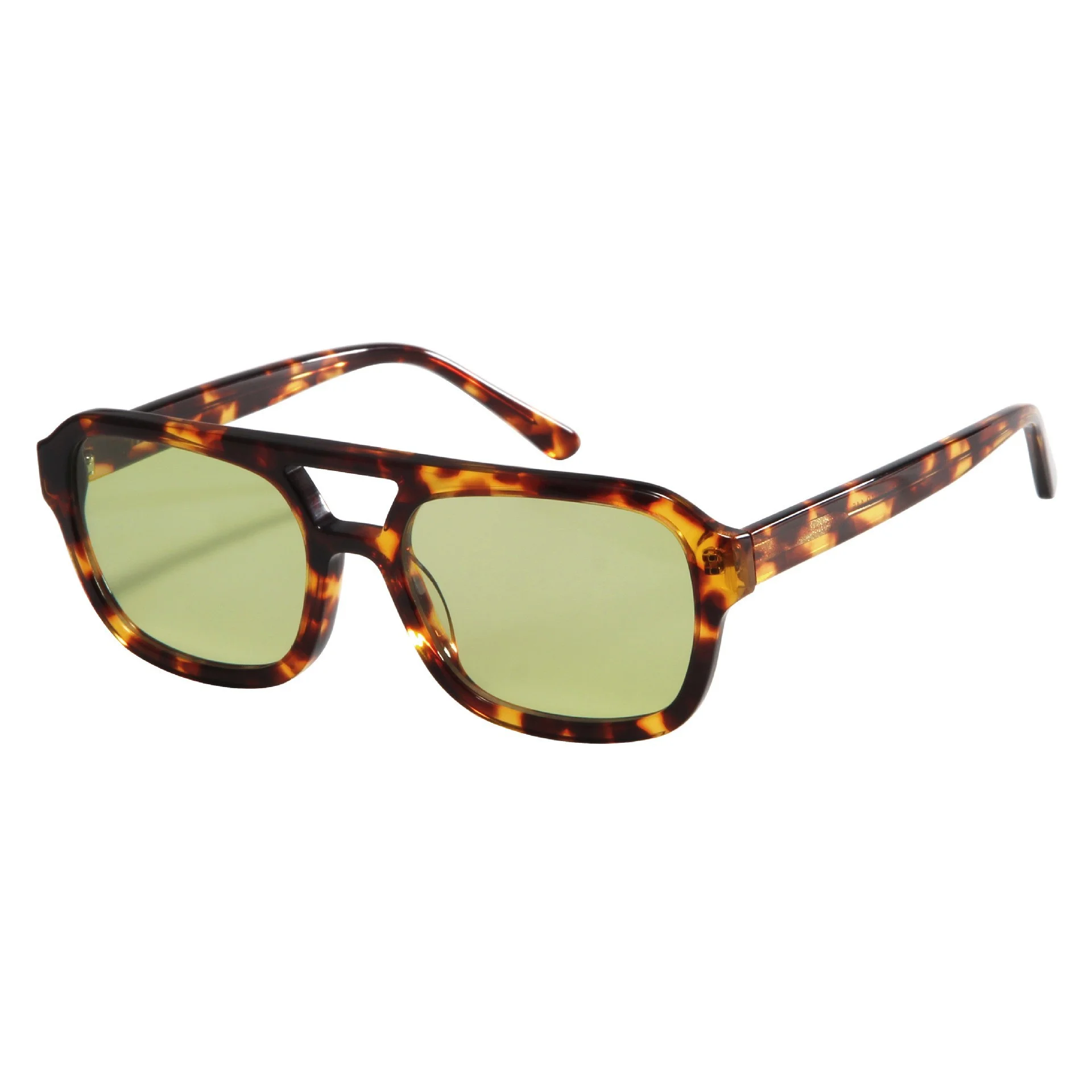 Tortoiseshell Frame Grey Lens, Black Frame Orange Lens, Tortoiseshell Frame Green Lens, Tortoiseshell Frame Orange Lens, Tortoiseshell Frame Blue Lens, White Frame Gradient Green Lens Acetate Trendy Oversized Square Double Bridge Acetate Sunglasses for Women | Fashion Street Style Runway Shades - View 5