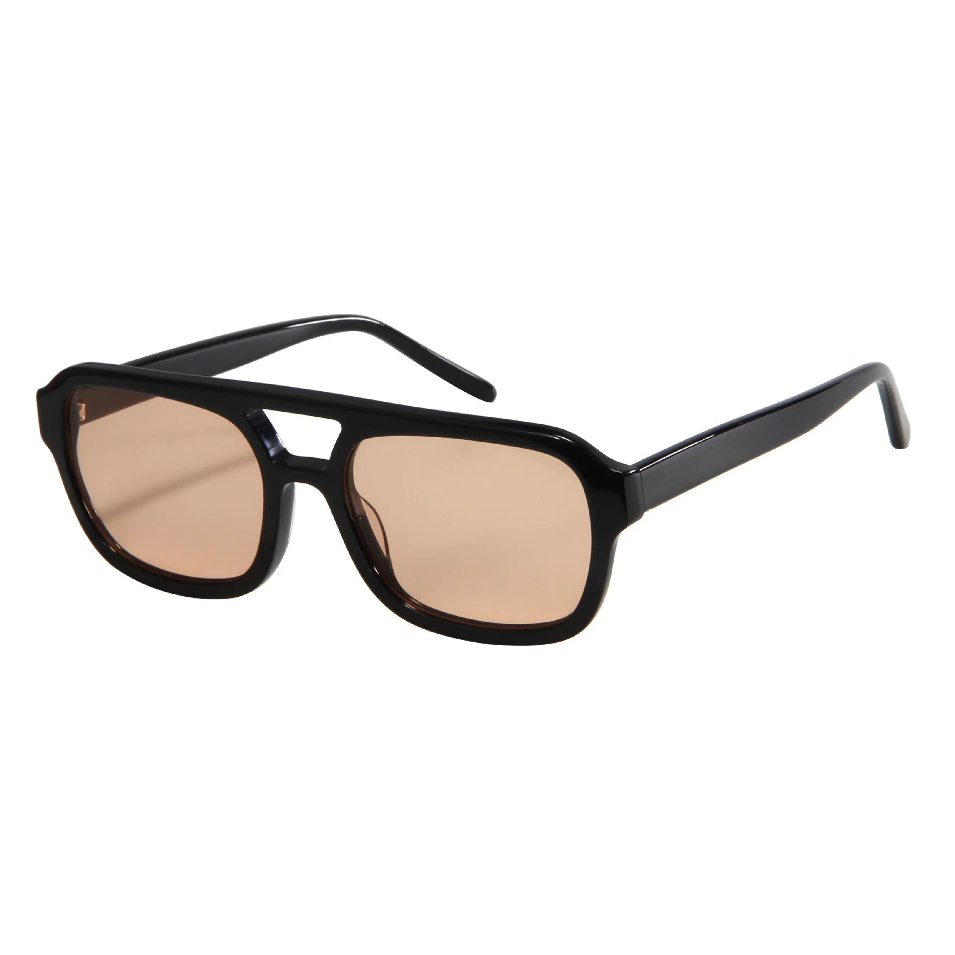 Tortoiseshell Frame Grey Lens, Black Frame Orange Lens, Tortoiseshell Frame Green Lens, Tortoiseshell Frame Orange Lens, Tortoiseshell Frame Blue Lens, White Frame Gradient Green Lens Acetate Trendy Oversized Square Double Bridge Acetate Sunglasses for Women | Fashion Street Style Runway Shades - View 6