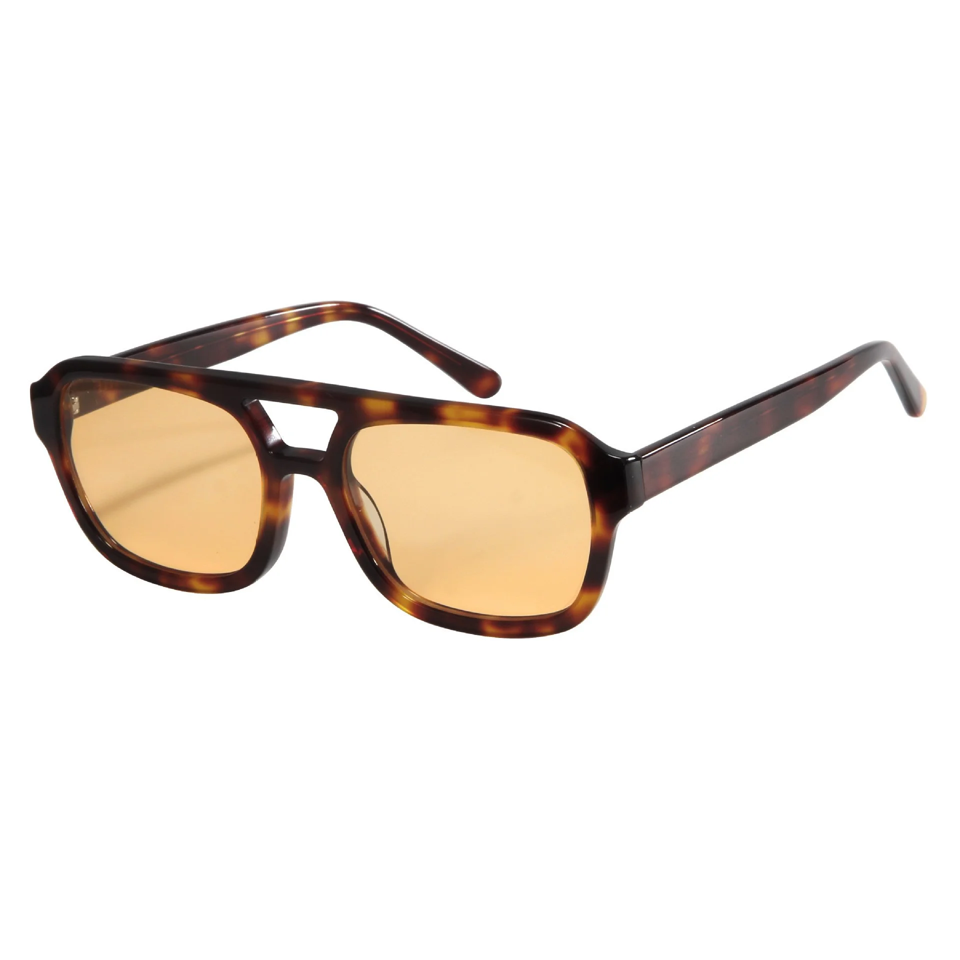 Tortoiseshell Frame Grey Lens, Black Frame Orange Lens, Tortoiseshell Frame Green Lens, Tortoiseshell Frame Orange Lens, Tortoiseshell Frame Blue Lens, White Frame Gradient Green Lens Acetate Trendy Oversized Square Double Bridge Acetate Sunglasses for Women | Fashion Street Style Runway Shades - View 8