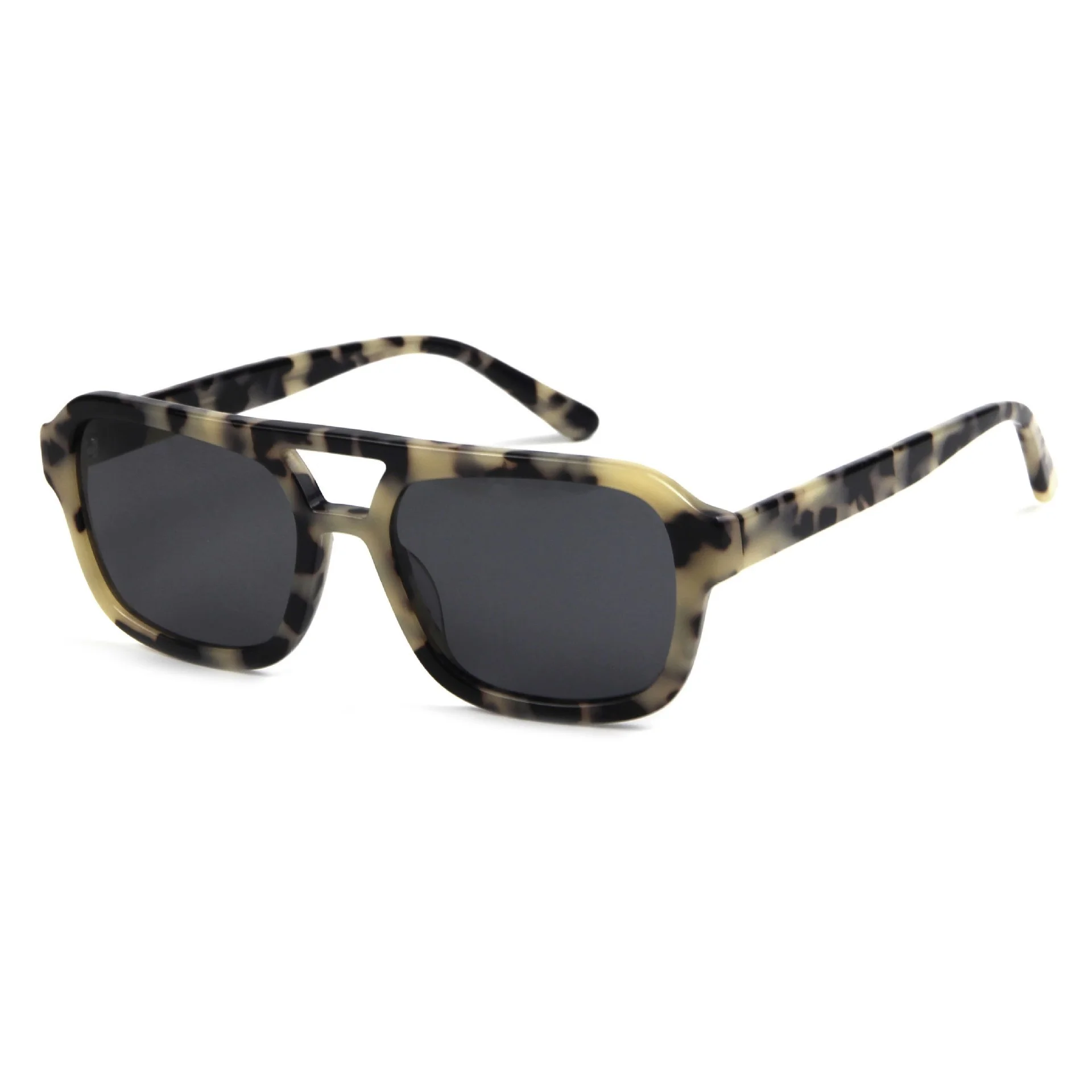 Tortoiseshell Frame Grey Lens, Black Frame Orange Lens, Tortoiseshell Frame Green Lens, Tortoiseshell Frame Orange Lens, Tortoiseshell Frame Blue Lens, White Frame Gradient Green Lens Acetate Trendy Oversized Square Double Bridge Acetate Sunglasses for Women | Fashion Street Style Runway Shades - View 9