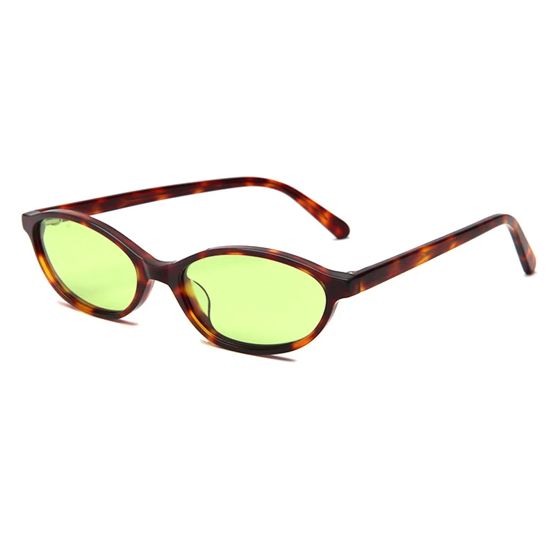 Glossy Black Grey Lens, Clear Tea Tea Lens, Brown Frame Tea Lens, Tortoiseshell Green Lens, Clear Grey Grey Lens Acetate Small Frame UV Protection Premium Acetate Sunglasses - View 6
