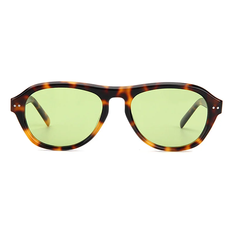 Glossy Black Gradient Grey Lens, Tortoiseshell Green Lens, Pink Frame Pink Lens, Clear Tea Tea Lens Acetate Oversized OAA Acetate Sunglasses | Cross-Border Trendy Rivet Aviator Polarized Shades - View 6