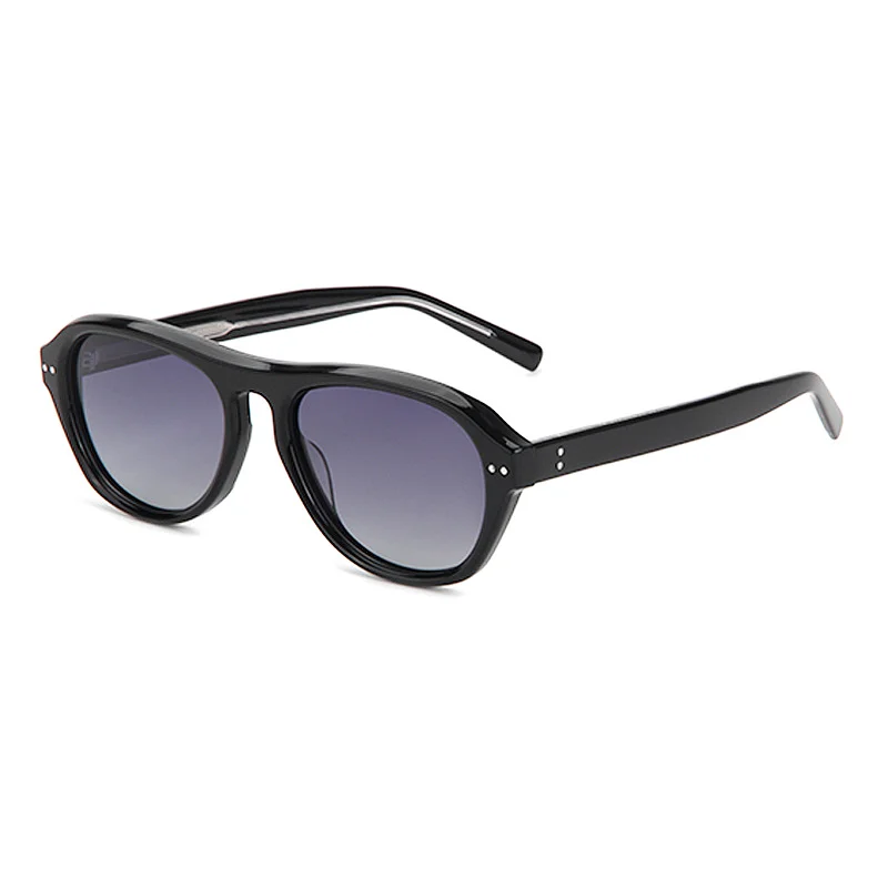 Glossy Black Gradient Grey Lens, Tortoiseshell Green Lens, Pink Frame Pink Lens, Clear Tea Tea Lens Acetate Oversized OAA Acetate Sunglasses | Cross-Border Trendy Rivet Aviator Polarized Shades - View 8