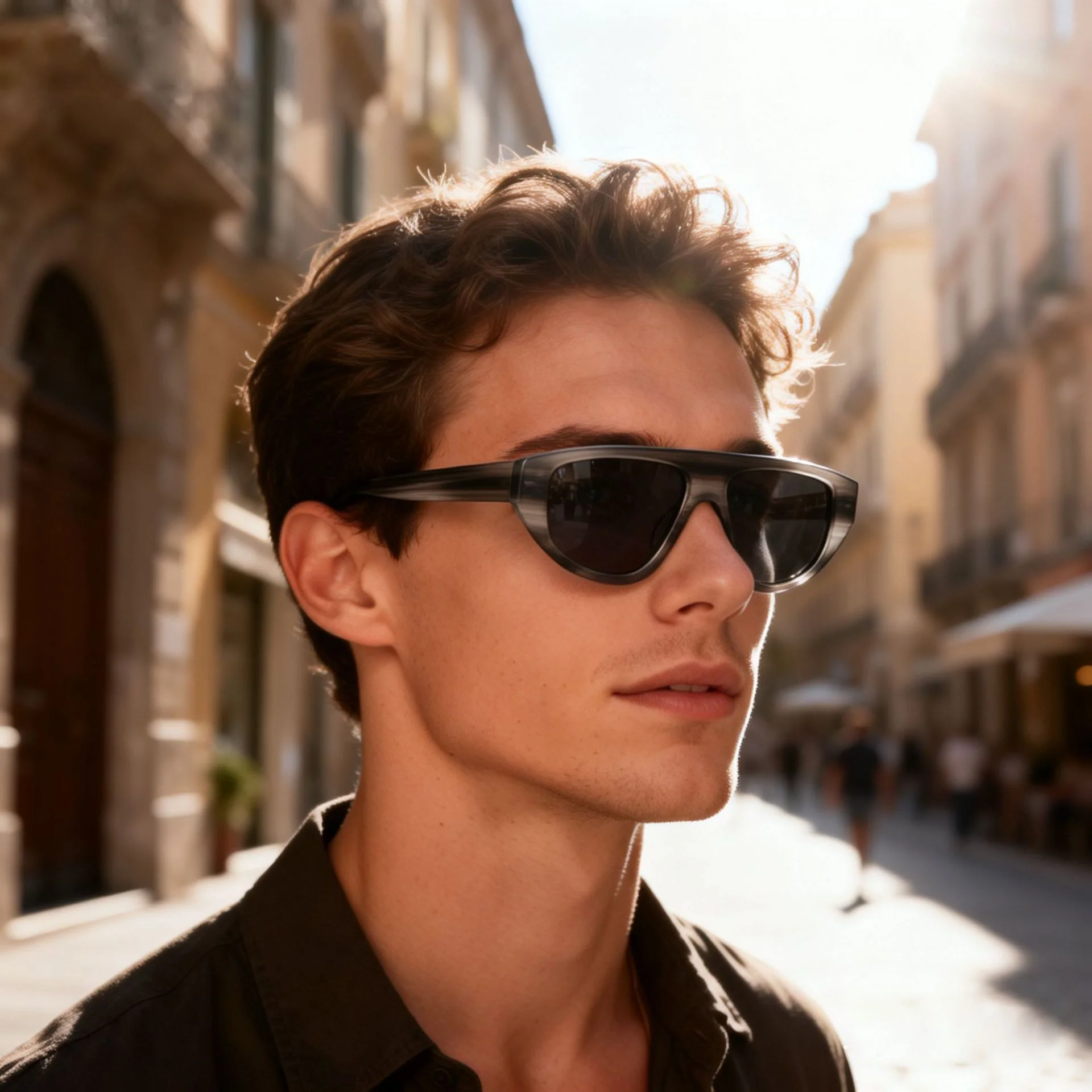 Glossy Black Purple Lens, Tortoiseshell Green Lens, Brown Stripe Orange Lens, Grey Stripe Grey Lens, Clear Grey Blue Lens Acetate Edgy Cool Small Frame Acetate Sunglasses | Trendy Personalized Triangle Aviator Shades for Street Styling - Details 1