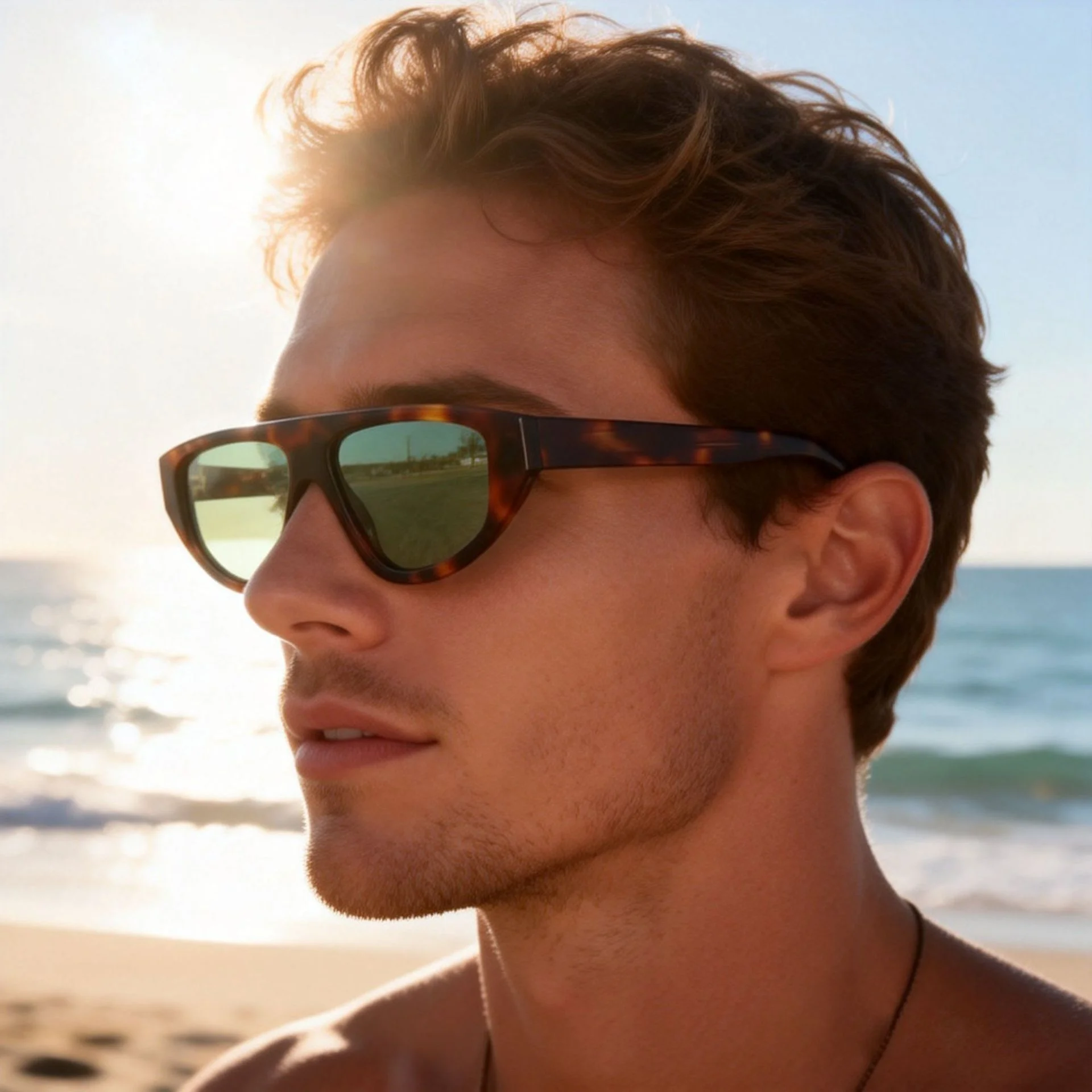 Glossy Black Purple Lens, Tortoiseshell Green Lens, Brown Stripe Orange Lens, Grey Stripe Grey Lens, Clear Grey Blue Lens Acetate Edgy Cool Small Frame Acetate Sunglasses | Trendy Personalized Triangle Aviator Shades for Street Styling - Details 4