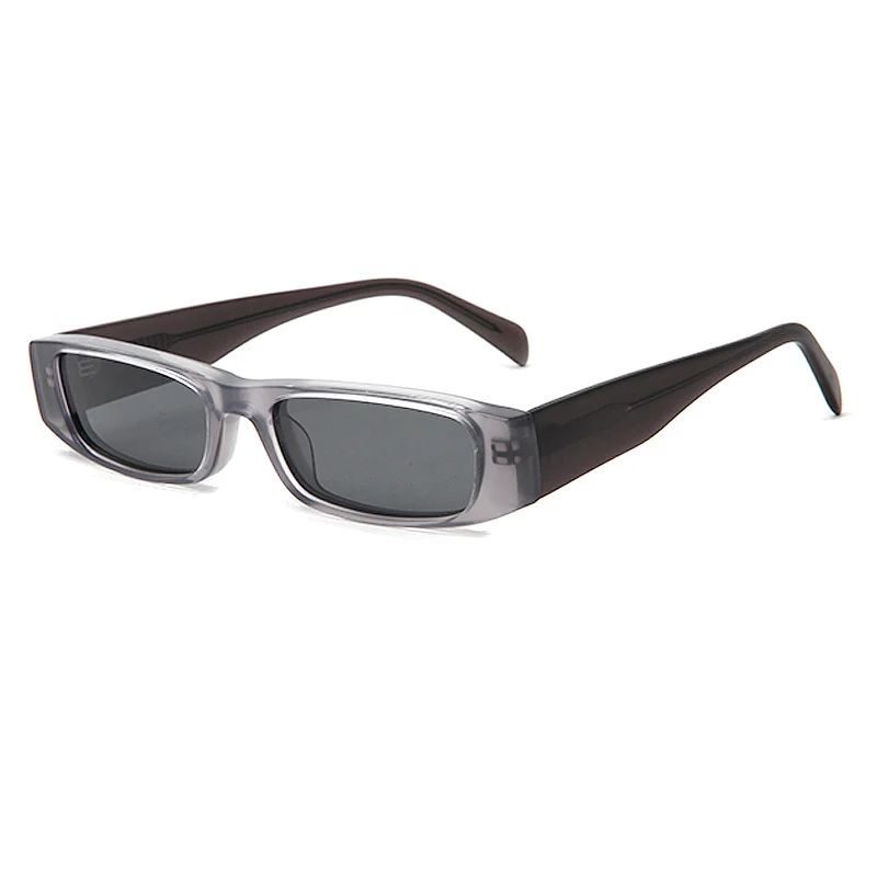 Glossy Black Grey Lens, Tortoiseshell Tea Lens, Clear Grey Grey Lens, Clear Green Yellow Lens Acetate Trendy Small Square Handmade Acetate Sunglasses | Narrow Frame Wide Temple Personalized Fashion Shades - View 8
