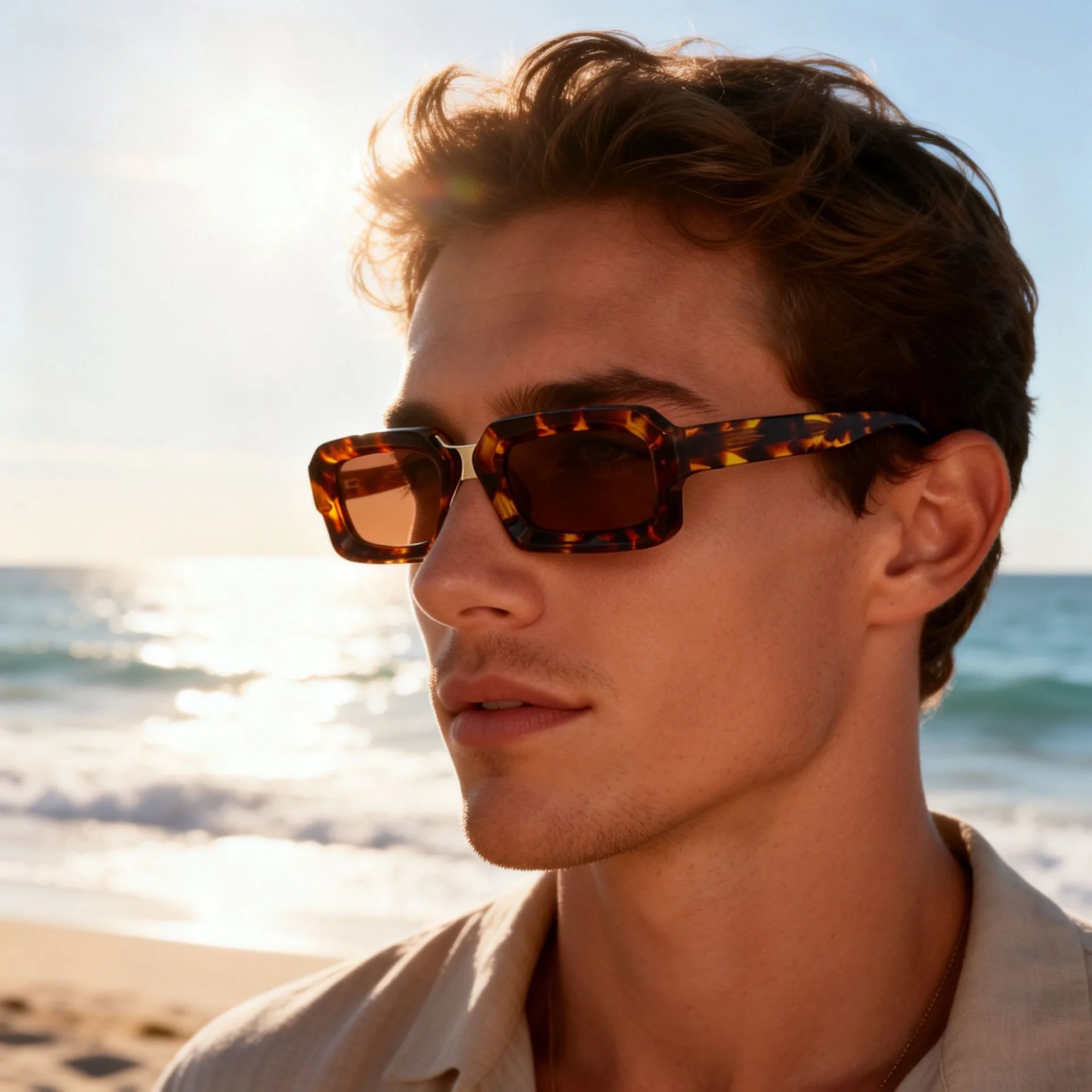Glossy Black Grey Lens, Tortoiseshell Tea Lens, Clear Blue Blue Lens, Clear Tea Tea Lens, Solid White Tea Lens Acetate Trendy Small Frame Sunglasses | Fashion Acetate & Metal Mixed Gold Pin Acetate Shades - Details 1