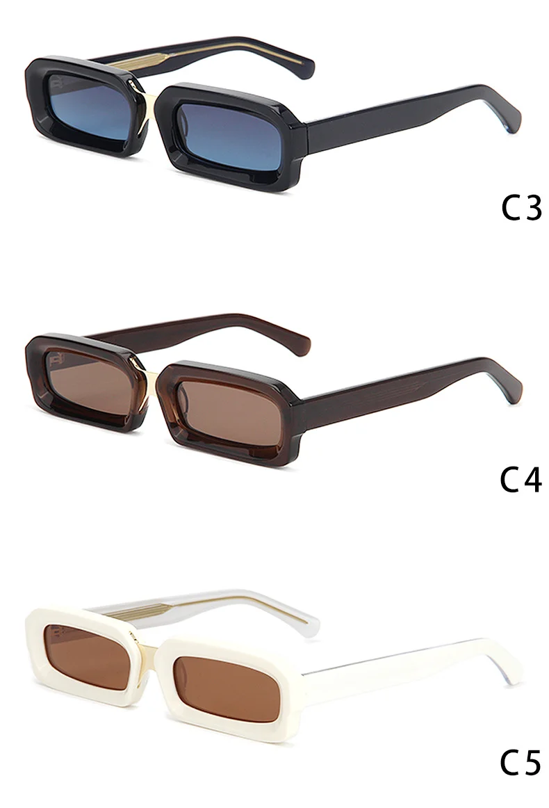 Glossy Black Grey Lens, Tortoiseshell Tea Lens, Clear Blue Blue Lens, Clear Tea Tea Lens, Solid White Tea Lens Acetate Trendy Small Frame Sunglasses | Fashion Acetate & Metal Mixed Gold Pin Acetate Shades - Details 7