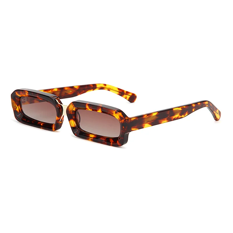 Glossy Black Grey Lens, Tortoiseshell Tea Lens, Clear Blue Blue Lens, Clear Tea Tea Lens, Solid White Tea Lens Acetate Trendy Small Frame Sunglasses | Fashion Acetate & Metal Mixed Gold Pin Acetate Shades - View 5