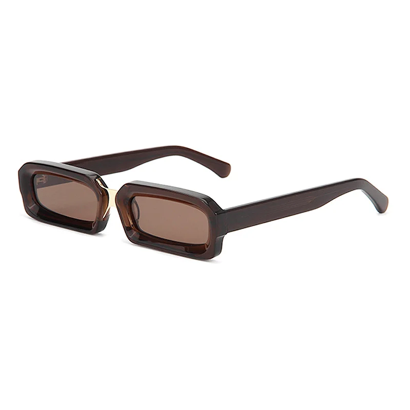 Glossy Black Grey Lens, Tortoiseshell Tea Lens, Clear Blue Blue Lens, Clear Tea Tea Lens, Solid White Tea Lens Acetate Trendy Small Frame Sunglasses | Fashion Acetate & Metal Mixed Gold Pin Acetate Shades - View 6