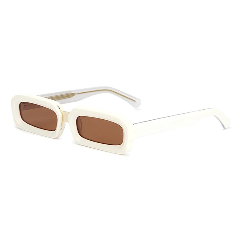 Glossy Black Grey Lens, Tortoiseshell Tea Lens, Clear Blue Blue Lens, Clear Tea Tea Lens, Solid White Tea Lens Acetate Trendy Small Frame Sunglasses | Fashion Acetate & Metal Mixed Gold Pin Acetate Shades - View 7