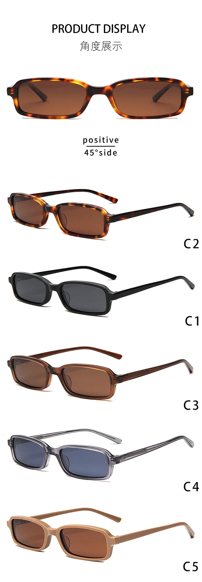 Glossy Black Grey Lens, Tortoiseshell Tea Lens, Clear Tea Tea Lens, Clear Grey Grey Lens, Beige Frame Tea Lens Acetate Square Small Frame Fashion Sunglasses | Street Style Trendy Premium Acetate Shades - Details 2