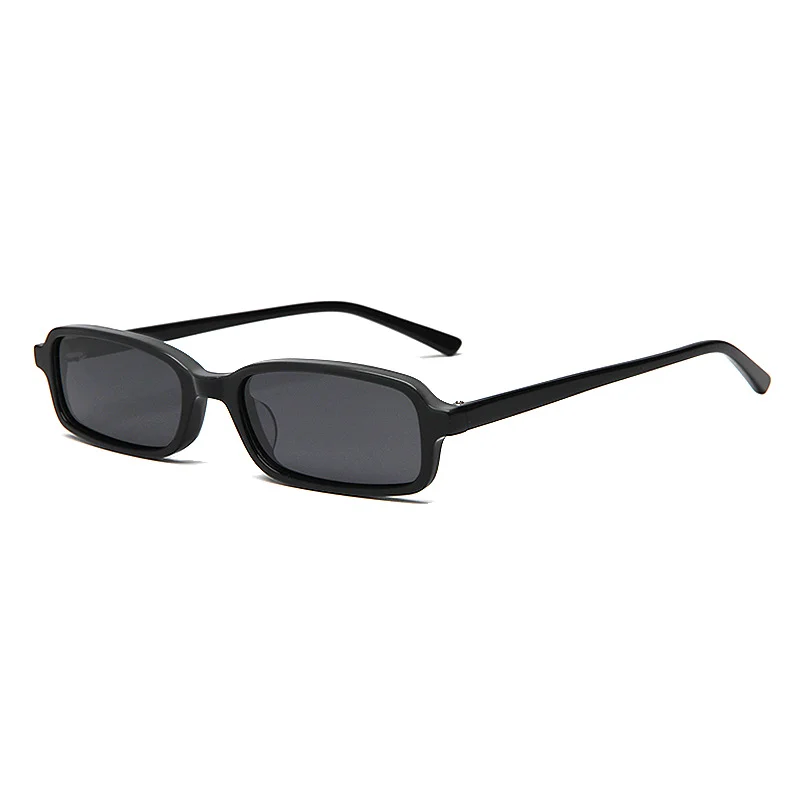 Glossy Black Grey Lens, Tortoiseshell Tea Lens, Clear Tea Tea Lens, Clear Grey Grey Lens, Beige Frame Tea Lens Acetate Square Small Frame Fashion Sunglasses | Street Style Trendy Premium Acetate Shades - View 2