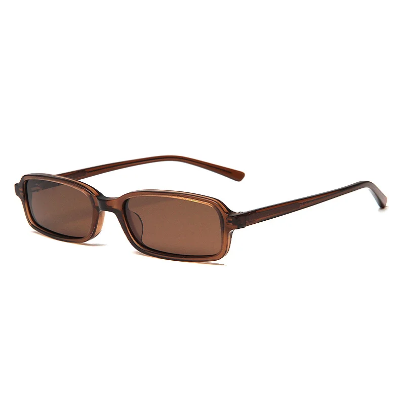Glossy Black Grey Lens, Tortoiseshell Tea Lens, Clear Tea Tea Lens, Clear Grey Grey Lens, Beige Frame Tea Lens Acetate Square Small Frame Fashion Sunglasses | Street Style Trendy Premium Acetate Shades - View 4