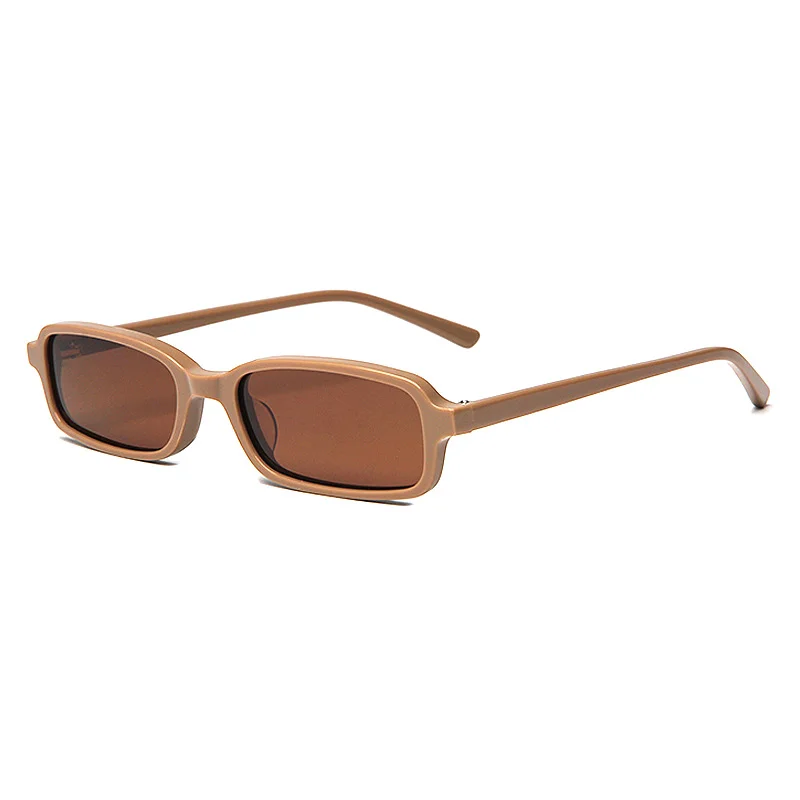 Glossy Black Grey Lens, Tortoiseshell Tea Lens, Clear Tea Tea Lens, Clear Grey Grey Lens, Beige Frame Tea Lens Acetate Square Small Frame Fashion Sunglasses | Street Style Trendy Premium Acetate Shades - View 5