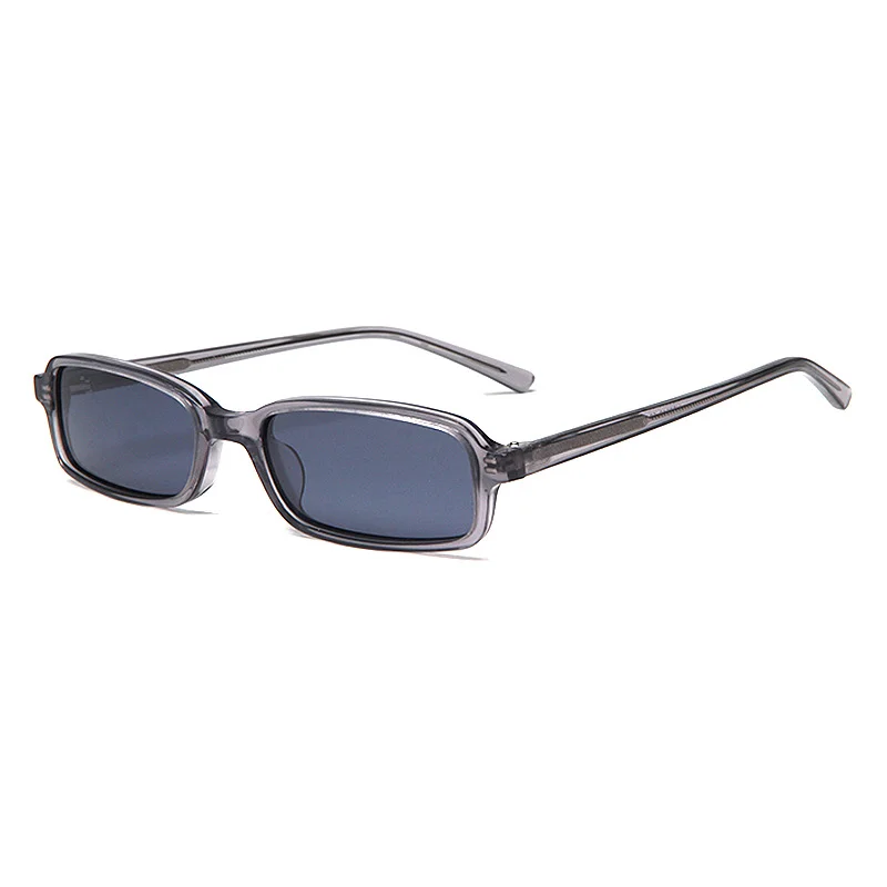 Glossy Black Grey Lens, Tortoiseshell Tea Lens, Clear Tea Tea Lens, Clear Grey Grey Lens, Beige Frame Tea Lens Acetate Square Small Frame Fashion Sunglasses | Street Style Trendy Premium Acetate Shades - View 7