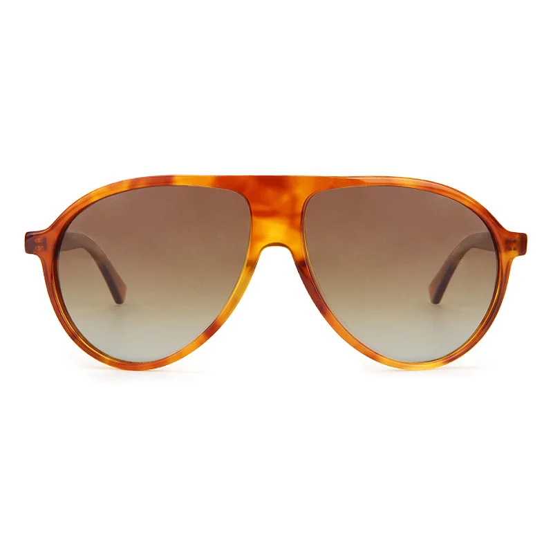 Glossy Black Gradient Grey Lens, Tortoiseshell Gradient Green Lens, Tortoiseshell Gradient Tea Lens, Clear Yellow Gradient Tea Lens Acetate Trendy Oversized UV Protection Acetate Sunglasses for Women | European & American Retro Martin-Style Frog Shades for Men - View 4