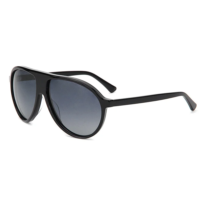 Glossy Black Gradient Grey Lens, Tortoiseshell Gradient Green Lens, Tortoiseshell Gradient Tea Lens, Clear Yellow Gradient Tea Lens Acetate Trendy Oversized UV Protection Acetate Sunglasses for Women | European & American Retro Martin-Style Frog Shades for Men - View 6